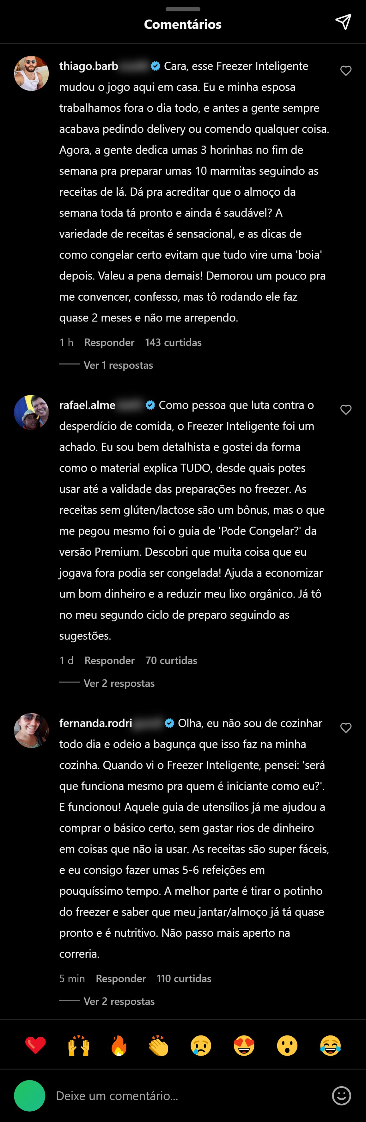 Print de depoimento real de cliente do Freezer Inteligente